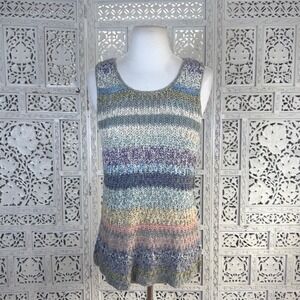 Peruvian Connection Pima Cotton Knit Tank Top Womens Small Boho Hippie Chunky